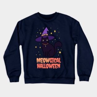 Meowgical halloween a funny halloween pun for cat lovers Crewneck Sweatshirt